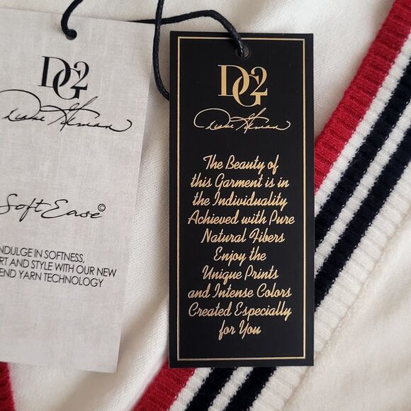 DG2 Diane Gilman Ivory Soft‎ Ease Embellished V Neck Boyfriend Cardigan XL NWT - Picture 6 of 8